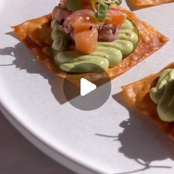 Salmon Wonton Tostadas &amp; Avocado Mayo