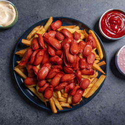Salchipapa (peruvian Hot Dogs And French Fries)