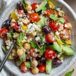 Quick &amp; Healthy Mediterranean Pearl Couscous Salad