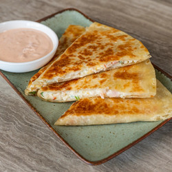 Crab Rangoon Quesadilla With Sweet Chili Crema