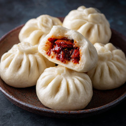 Fluffy Chinese Steamed Char Siu Bao With Sweet Pork Filling