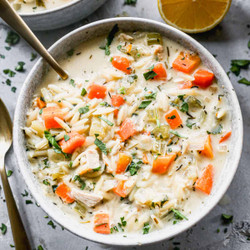 Creamy Lemon Chicken Orzo Soup