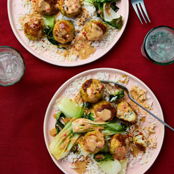 Ginger Sesame Meatballs With Rice And Greens air fryer mains