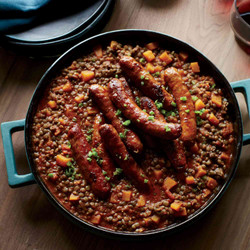 Lentils With Butternut Squash And Merguez Sausage