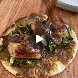 Smash Stuffing, Sausage &amp; Red Onion Gravy Tacos