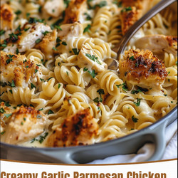Creamy Garlic Parmesan Chicken Pasta Bake