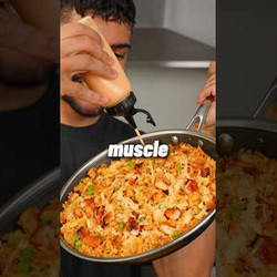 High Protein Korean Chicken Fried Rice With Creamy Gochujang Sauce