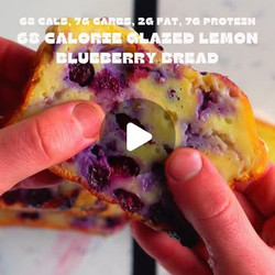 68 Calorie High Protein Glazed Lemon Blueberry Bread