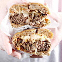Sauerkraut Burgers With Oven Fried Pickles And Sweet Sriracha Sauce