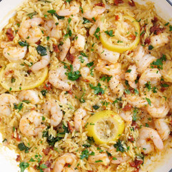 Garlic Shrimp And Orzo Skillet
