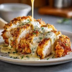 Crispy Parmesan Chicken With Creamy Garlic Sauce