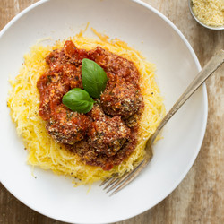 Italian Bean Balls And Spaghetti Squash Noodles