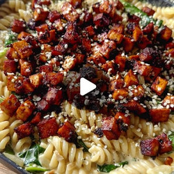 Creamy Pasta With Bbq Tofu Bits
