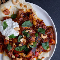 Saucy Indian Spiced Chicken With Naan.