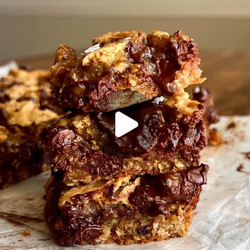Salted Caramel Oatmeal Chocolate Chip Cookie Bars