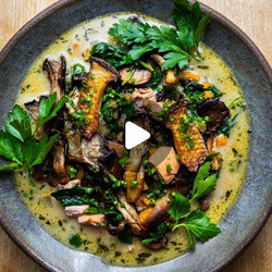 Smoked Chicken, Mushroom, &amp; Wild Rice Soup