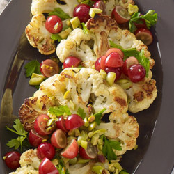 Cauliflower Steaks With Grapes