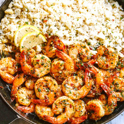 Garlic Butter Shrimp With Lemon Parmesan Cauliflower Rice