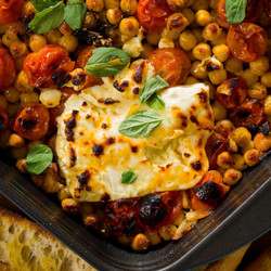 Baked Chickpeas With Tomatoes And Feta
