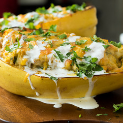 Green Chile Chicken-stuffed Spaghetti Squash