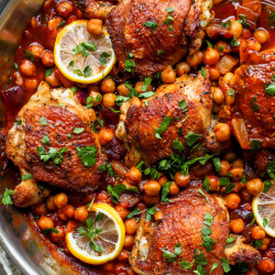 One Pan Moroccan Chicken And Chickpeas