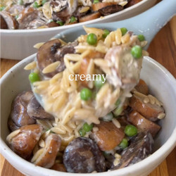 Chicken Sausage French Onion Orzo Bake