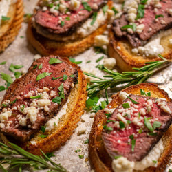 Seared Beef Tenderloin Crostini Appetizer