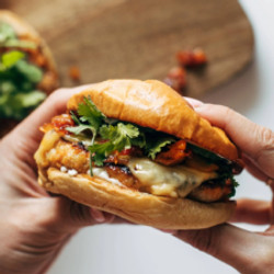 Gochujang Chicken Burgers With Kimchi Bacon Jam