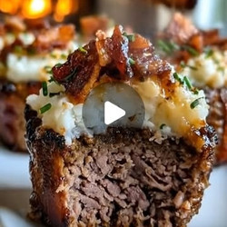 Smoky Bourbon Bbq Bacon-wrapped Meatloaf Cupcakes With Potato Frosting