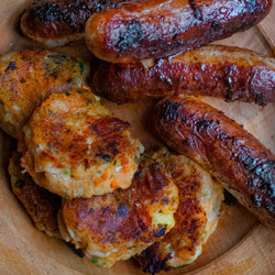 Sausages And Kimchi Potato Cakes