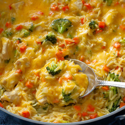 One-pan Chicken Broccoli Cheddar Orzo