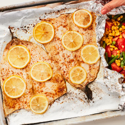 Sheet-pan Trout And Succotash | Epicurious