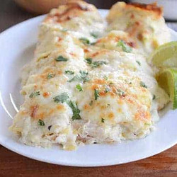 Creamy Green Chile Chicken Enchiladas