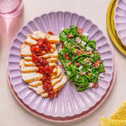 Strawberry-Glazed Pork Chops with Wilted Spinach Salad