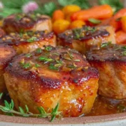 Healthy Pork Tenderloin Medallions Recipe Easy Dijon Honey Glaze With Roasted Carrots