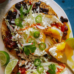 Huevos Rancheros With Black Beans And Chipotle Salsa