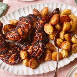Honey And Mustard Chicken With Rustic Potatoes