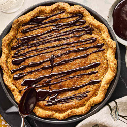 Peanut Butter Chess Pie With Fudge Drizzle