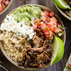 Easy Pork Carnitas Rice Bowls