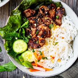 Authentic Bun Thit Nuong (vietnamese Grilled Pork Vermicelli Bowls)
