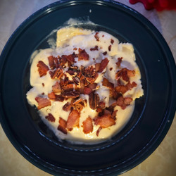 Bacon Pecan Alfredo Sauce with Pumpkin Ravioli