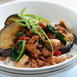 Eggplant &amp; Chicken Mince Hot Pot easy one pot