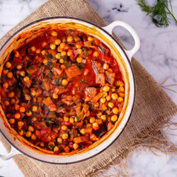 Harissa Chickpea Stew With Aubergine