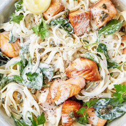 Creamy Salmon Piccata Pasta Recipe