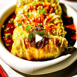 Chinese Pan Seared Napa Cabbage Rolls With Umami Garlicky Sauce