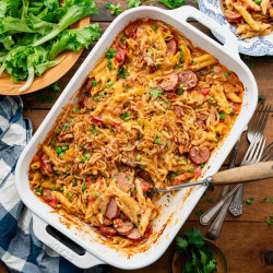 Dump-and-bake Sausage Noodle Casserole