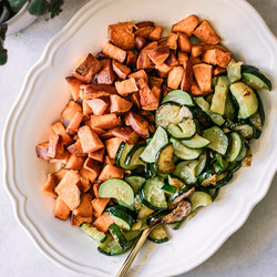 Roasted Sweet Potatoes And Zucchini