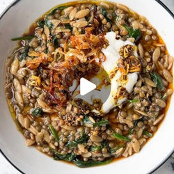 Mujadarra With Orzo And Spinach