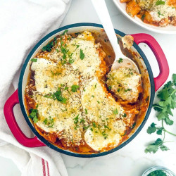 Shrimp Parm + Pasta Bake