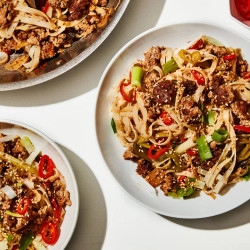 Rent Week Rice Noodles With Crispy Pork
